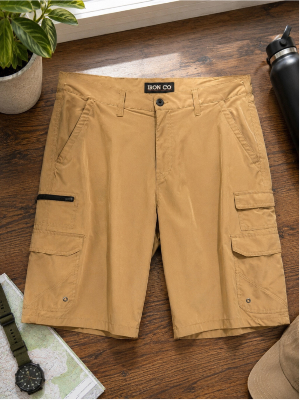 Men's IRON CO Cargo Shorts Beige Waist 34